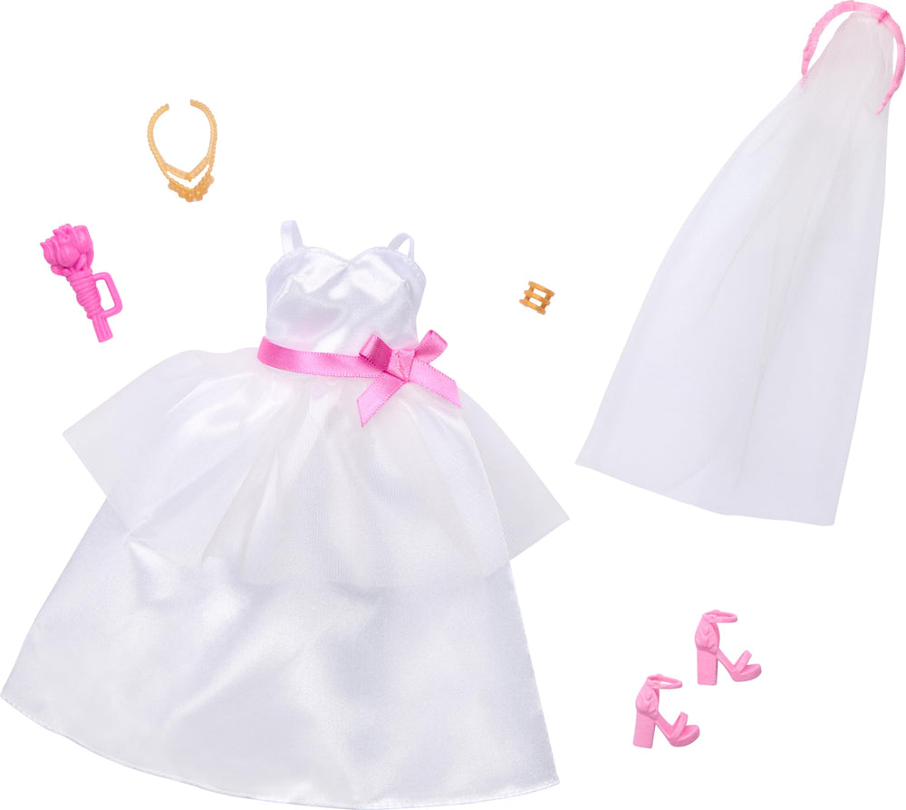 Barbie bridal dress and veil for magical wedding role-play.