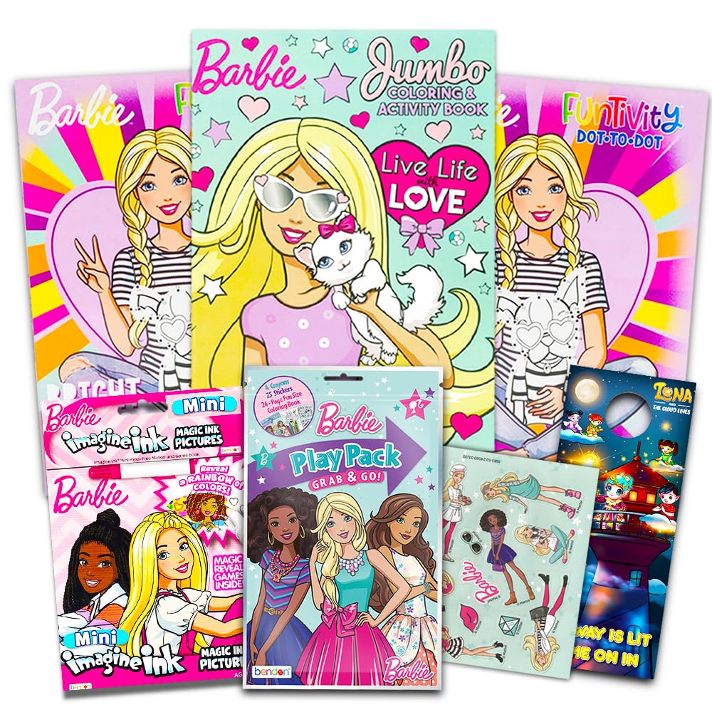 Barbie bundle cover image showing four books with stickers for party fun
