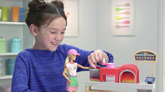 Barbie Careers conveyor belt promoting fast-paced pretend service.