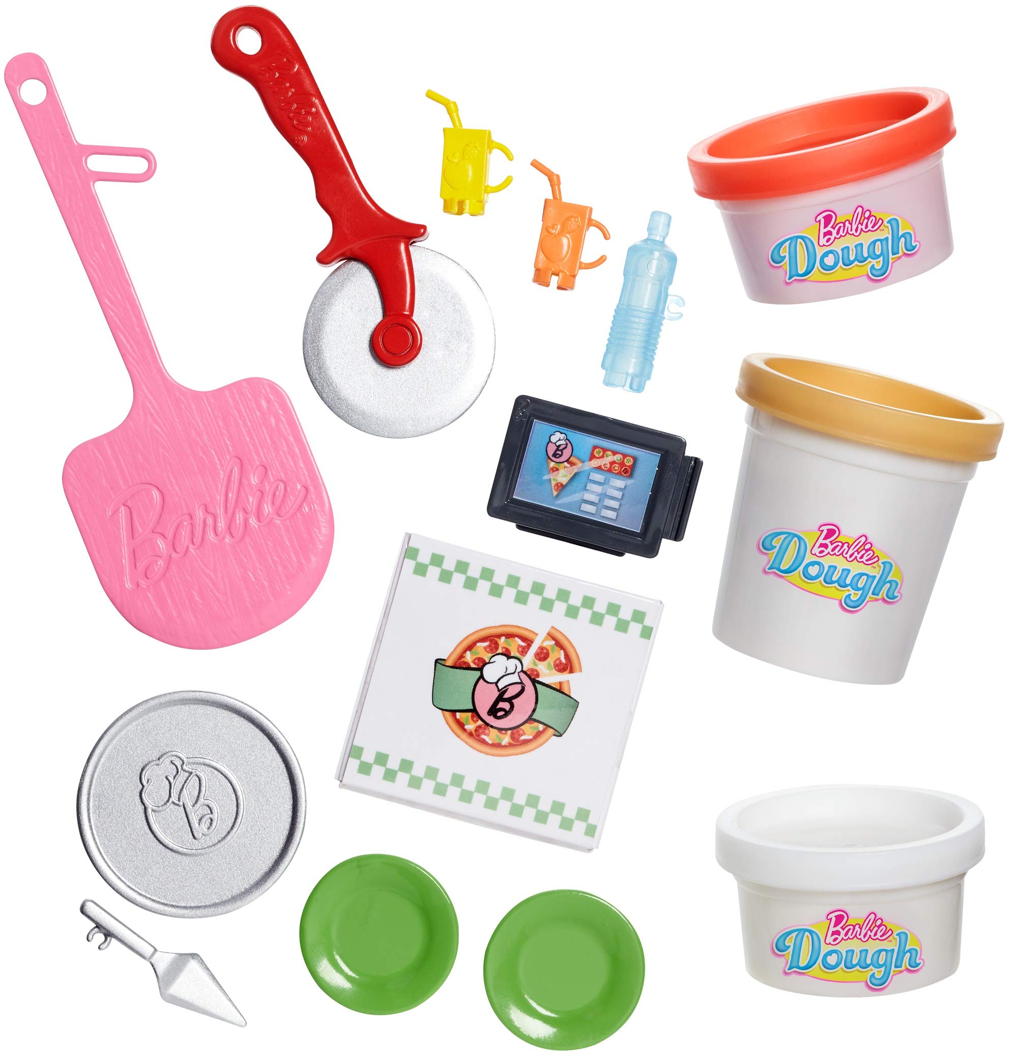 Barbie Careers pizza chef doll fashion in colorful outfit for role play.