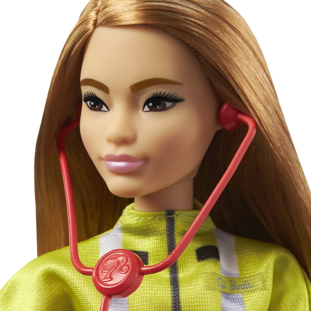 Barbie Careers paramedic playset includes uniform and accessories.
