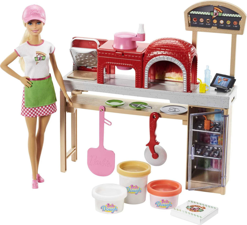 Barbie Careers pizza shop oven with interactive baking for imaginative play.