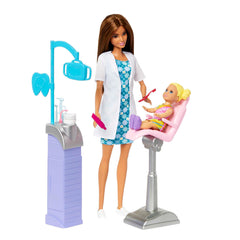 Barbie Careers accessory shelf organizing small dental tools.