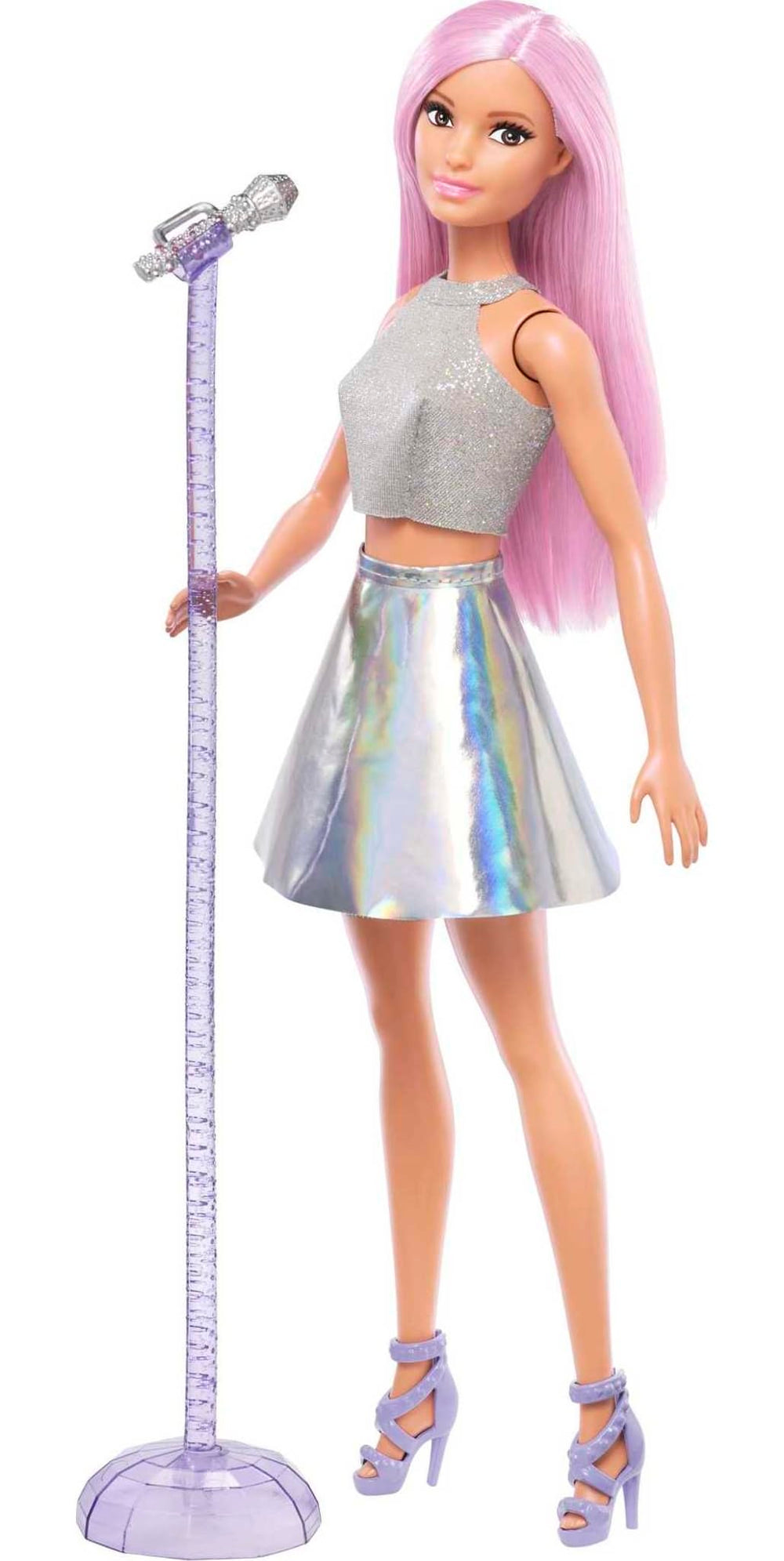 Barbie Careers pop star doll front view with microphone for imaginative stage play