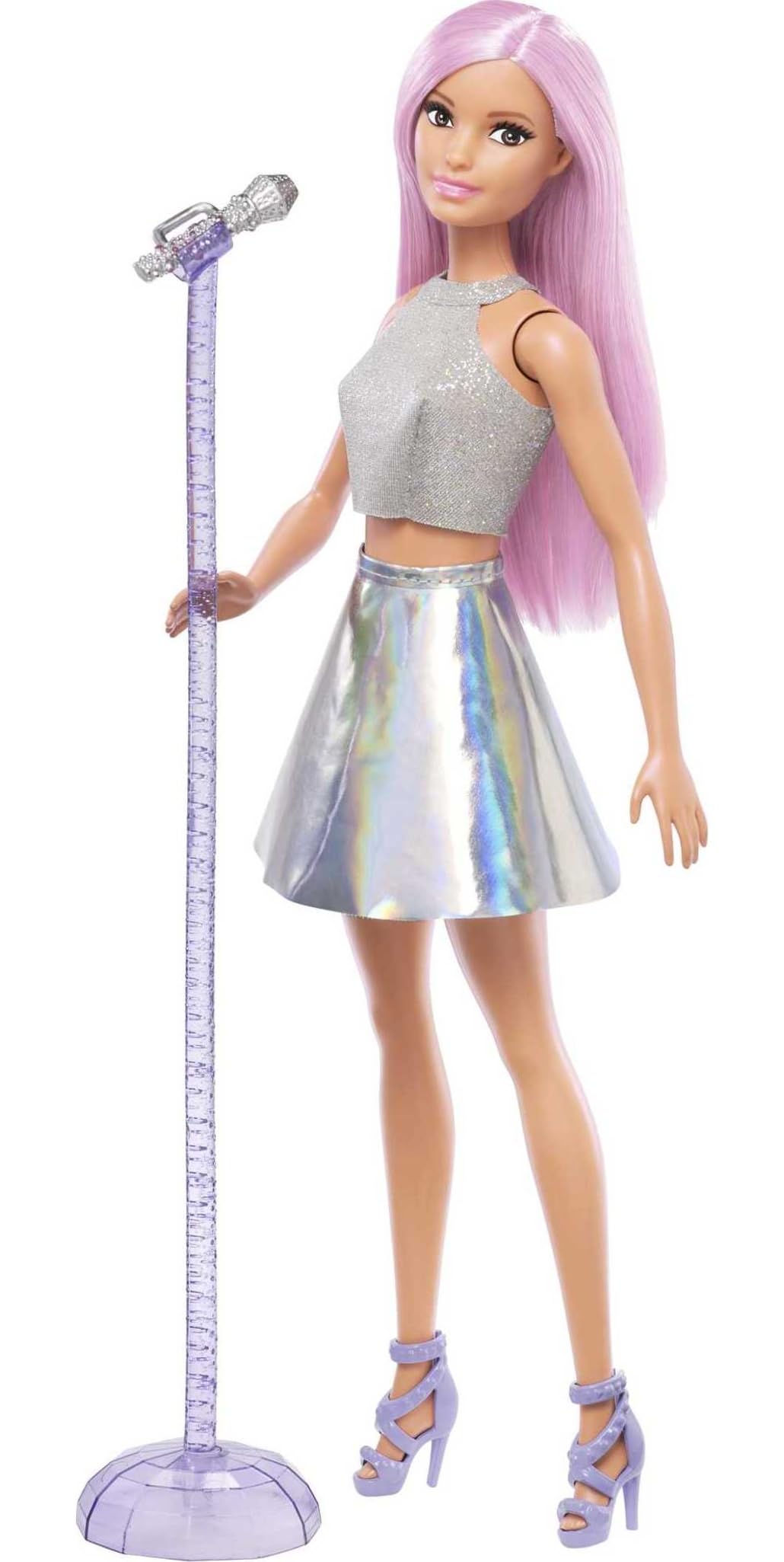 Barbie Careers pop star doll front view with microphone for imaginative stage play