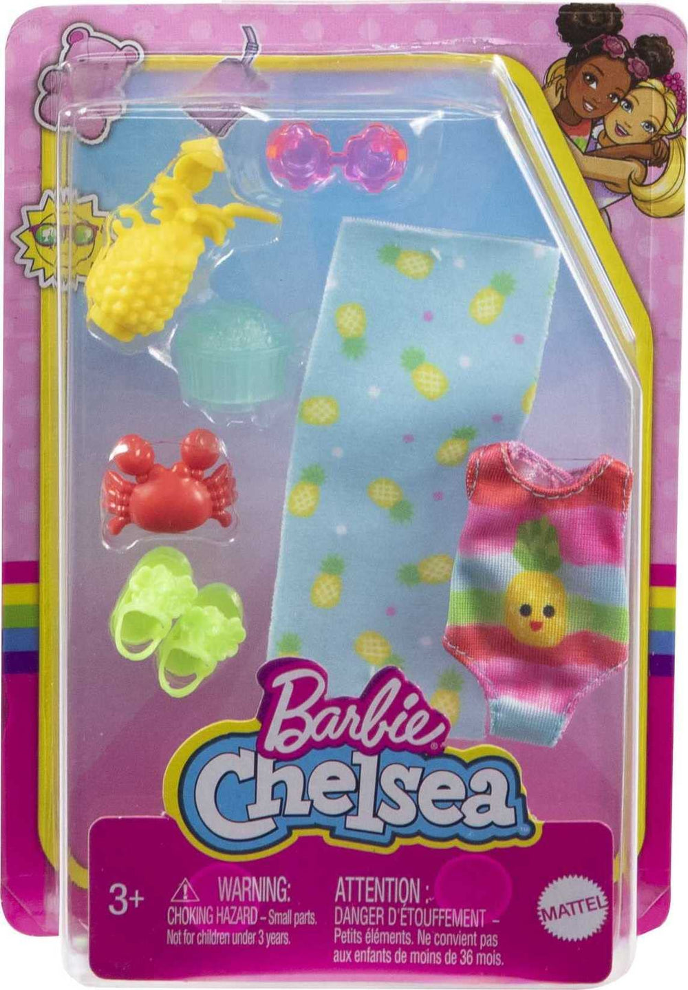 Barbie Chelsea Beach Accessory Pack swimwear sunglasses, perfect for sunny adventures and fashion-ready play.
