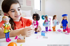 Barbie Chelsea pilot doll with headset supports pretend aviation and communication play.