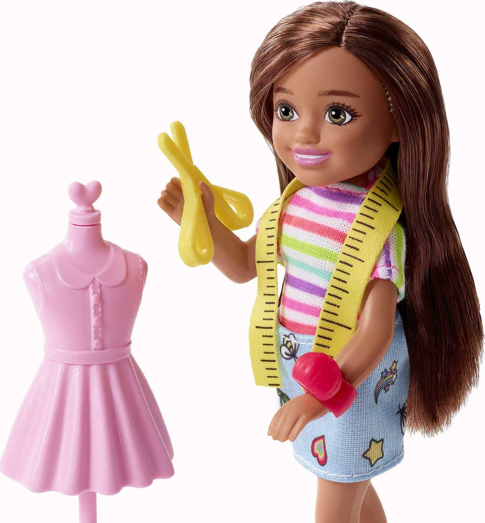 Barbie Chelsea 6-inch career doll with 8 accessories enables diverse storytelling.