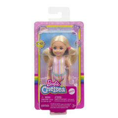 Barbie Chelsea doll with removable fashion pieces for custom outfit adventures.