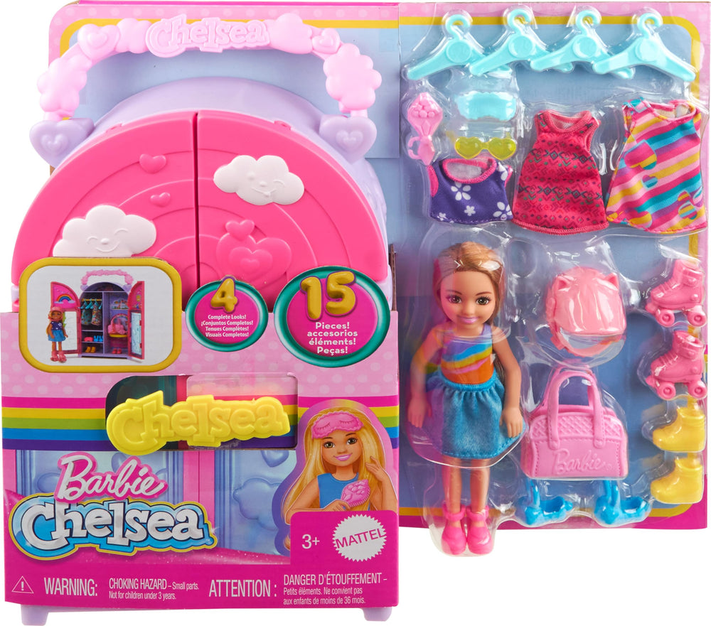 Barbie Chelsea foldable closet enables easy storage.