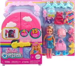 Barbie Chelsea foldable closet enables easy storage.