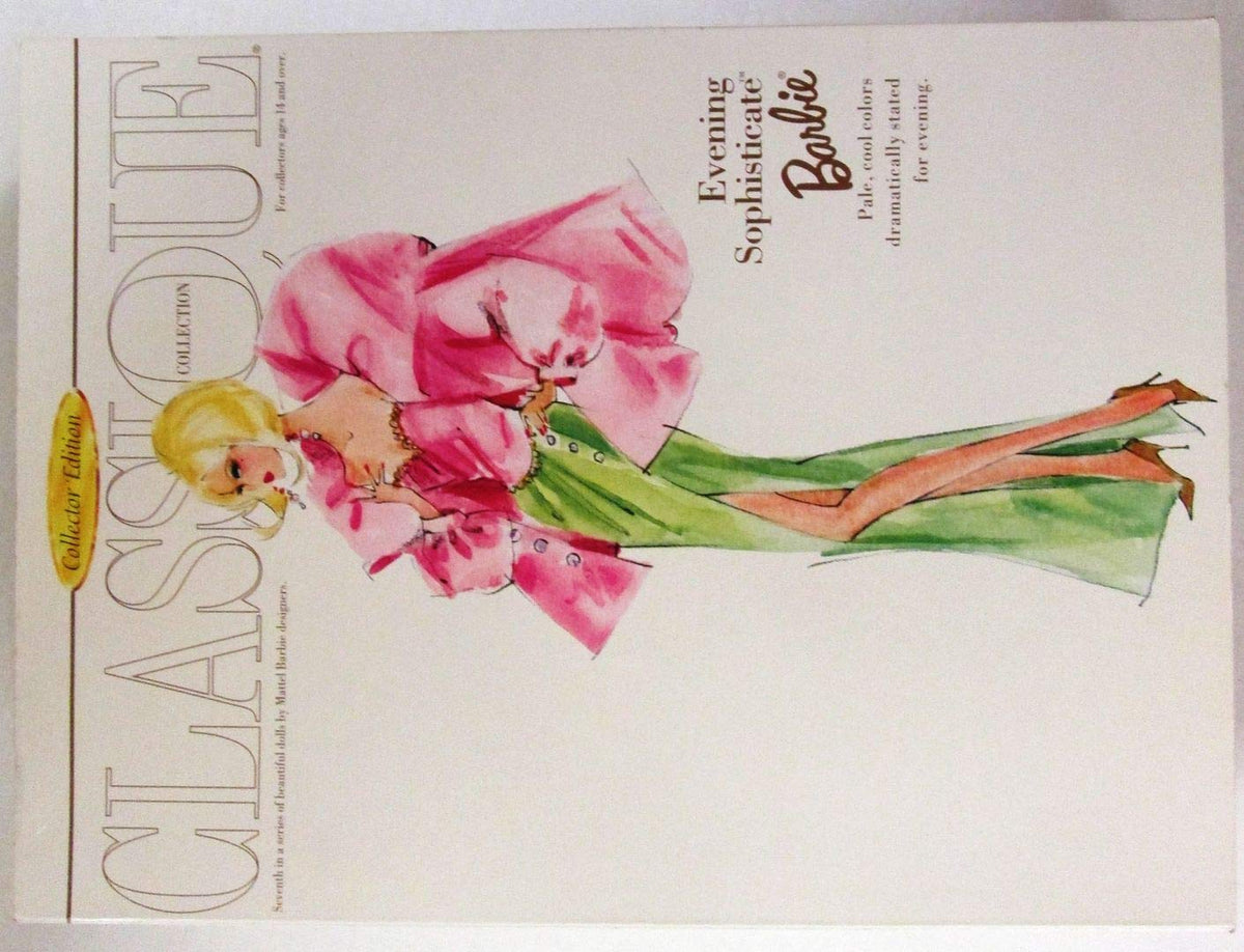 Barbie Classique Evening Sophisticate doll on mint pink satin with rhinestones, ideal for refined display