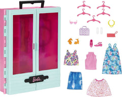 Barbie Closet Playset showing blue exterior with pink interior for stylish storage and display.