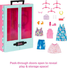 Barbie Closet Playset includes five hangers for organized dress-up fun.