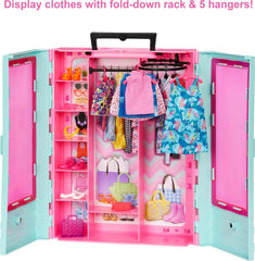 Barbie Closet Playset features three outfits for quick mix-and-match storytelling.