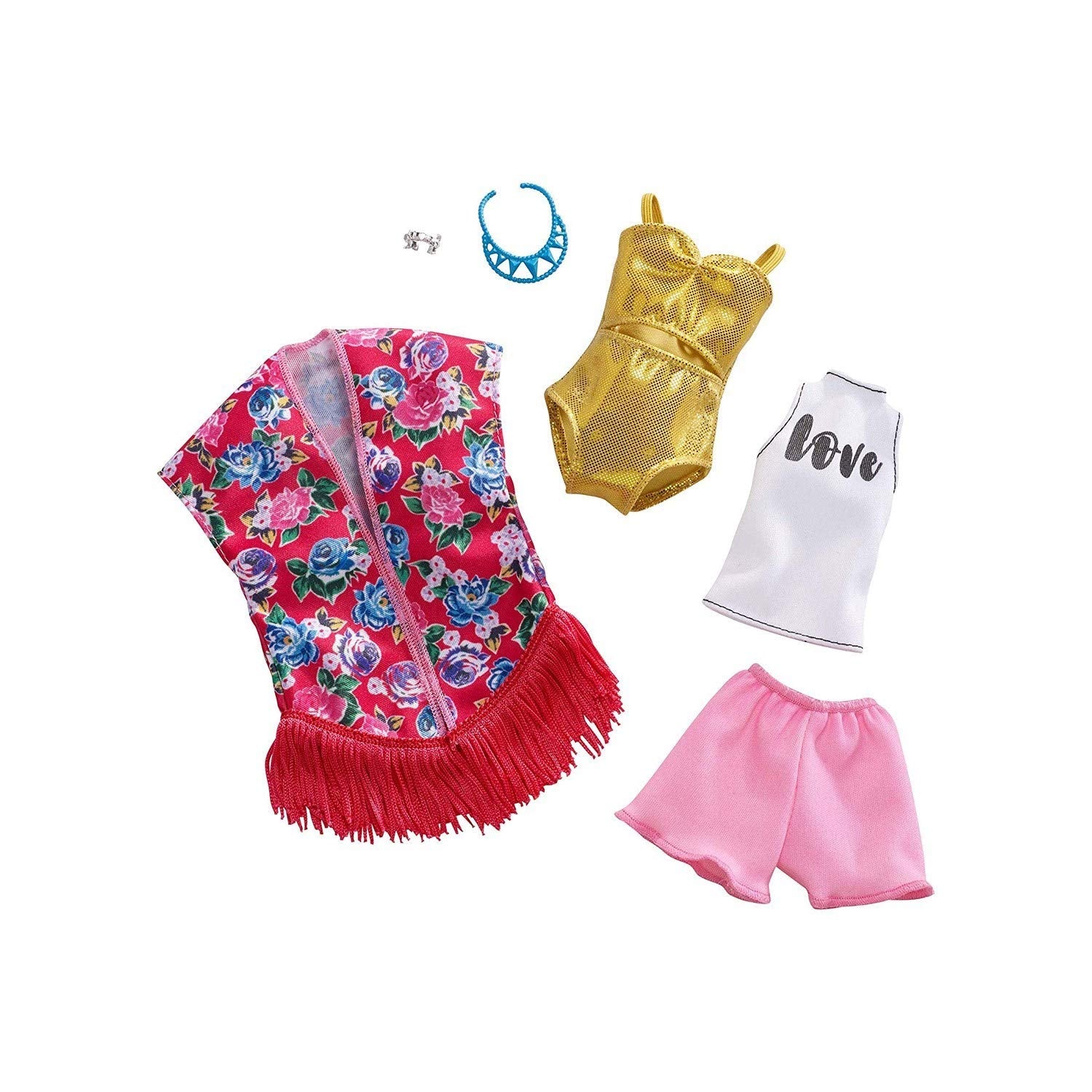 Barbie two-outfit set with white tank and pink shorts for versatile mix-and-match storytelling