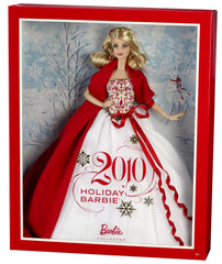 Barbie Collector 2010 Holiday Doll pose-ready wrap and ribbon, a refined shelf addition.