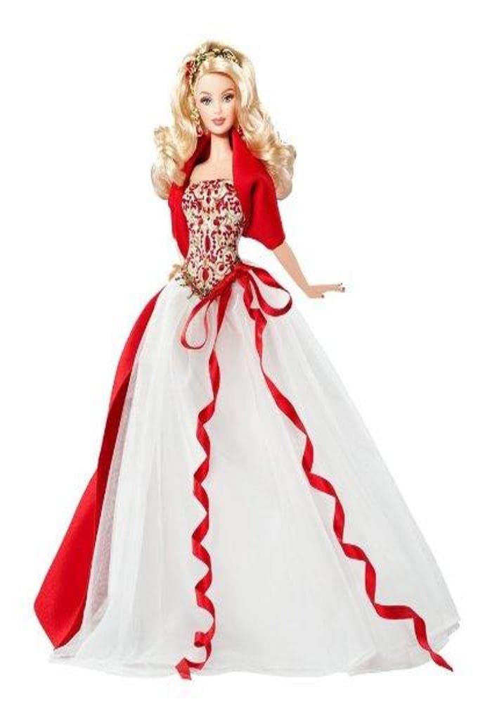 Barbie Collector 2010 Holiday Doll in snowy white gown, ideal for display and gifting.