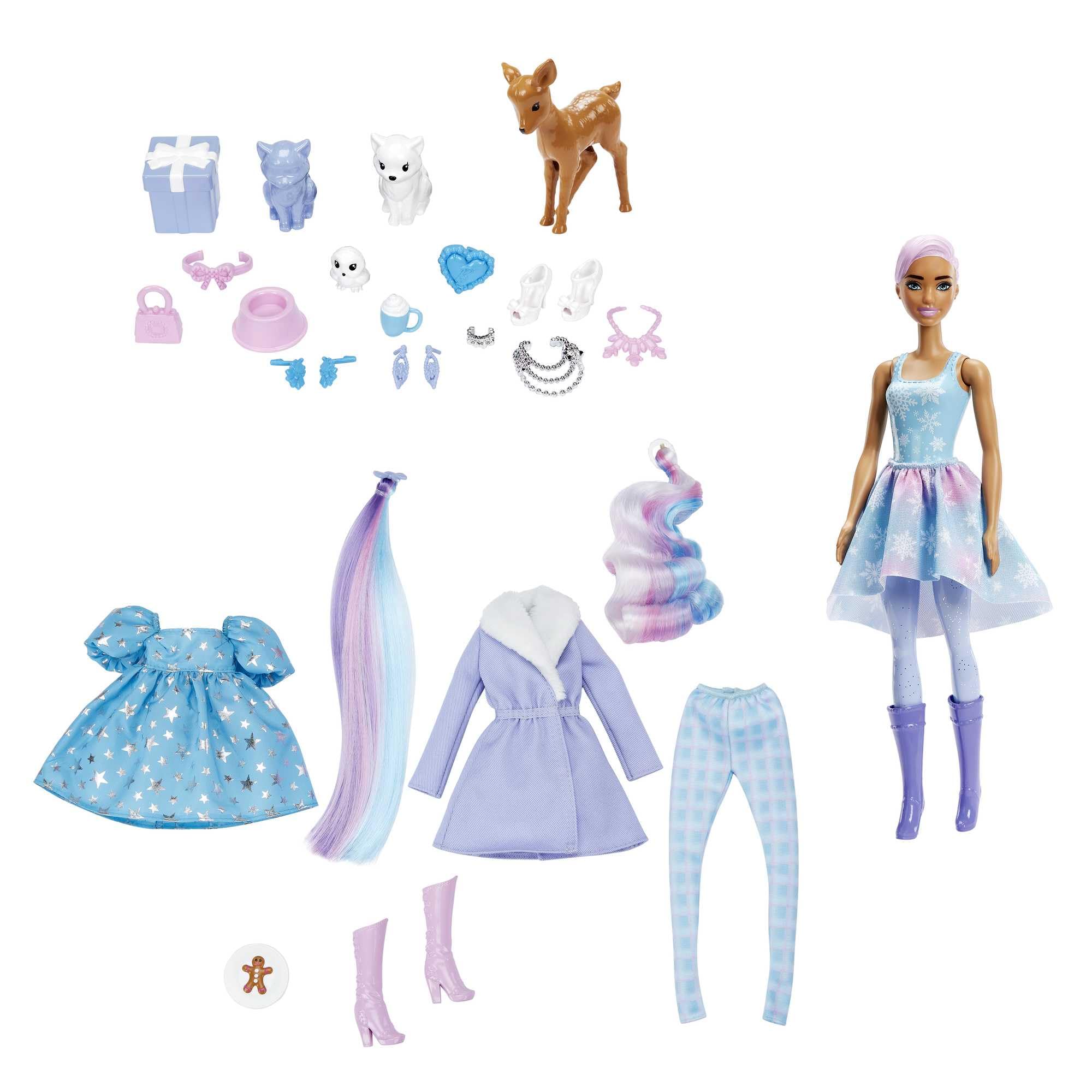 Barbie Color Reveal Advent Calendar doll during warm water reveal for magical color change