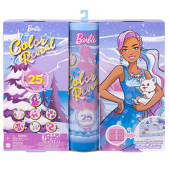 Barbie Color Reveal Advent Calendar packaging doubles as a wintry play backdrop