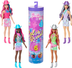 Barbie Color Reveal Disco Star Series box with six surprises for imaginative play.