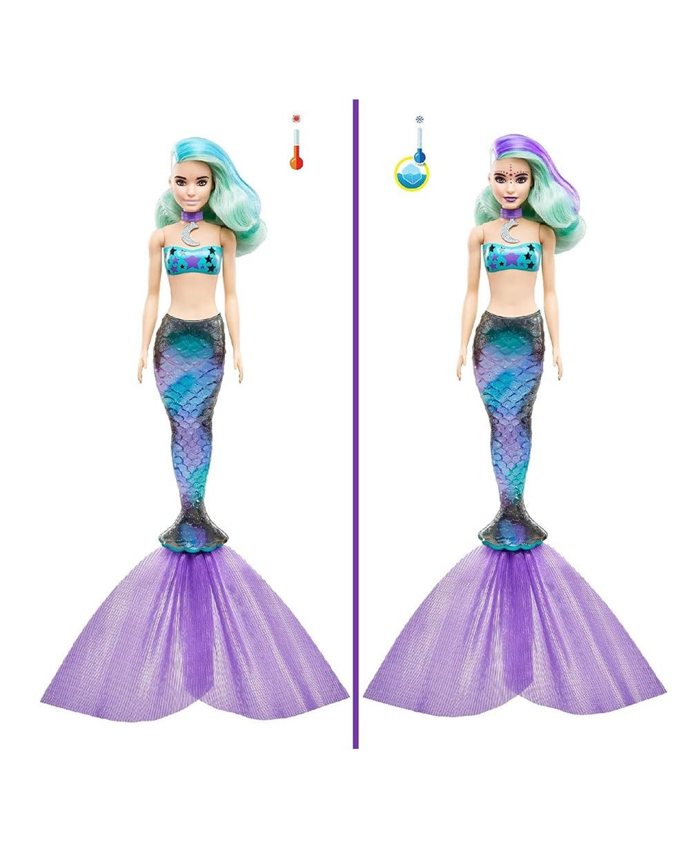 Barbie Color Reveal mermaid fin detail enhances storytelling during pretend mermaid adventures.