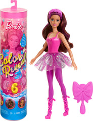 Barbie Color Reveal doll being opened from the tube with surprise fashion.