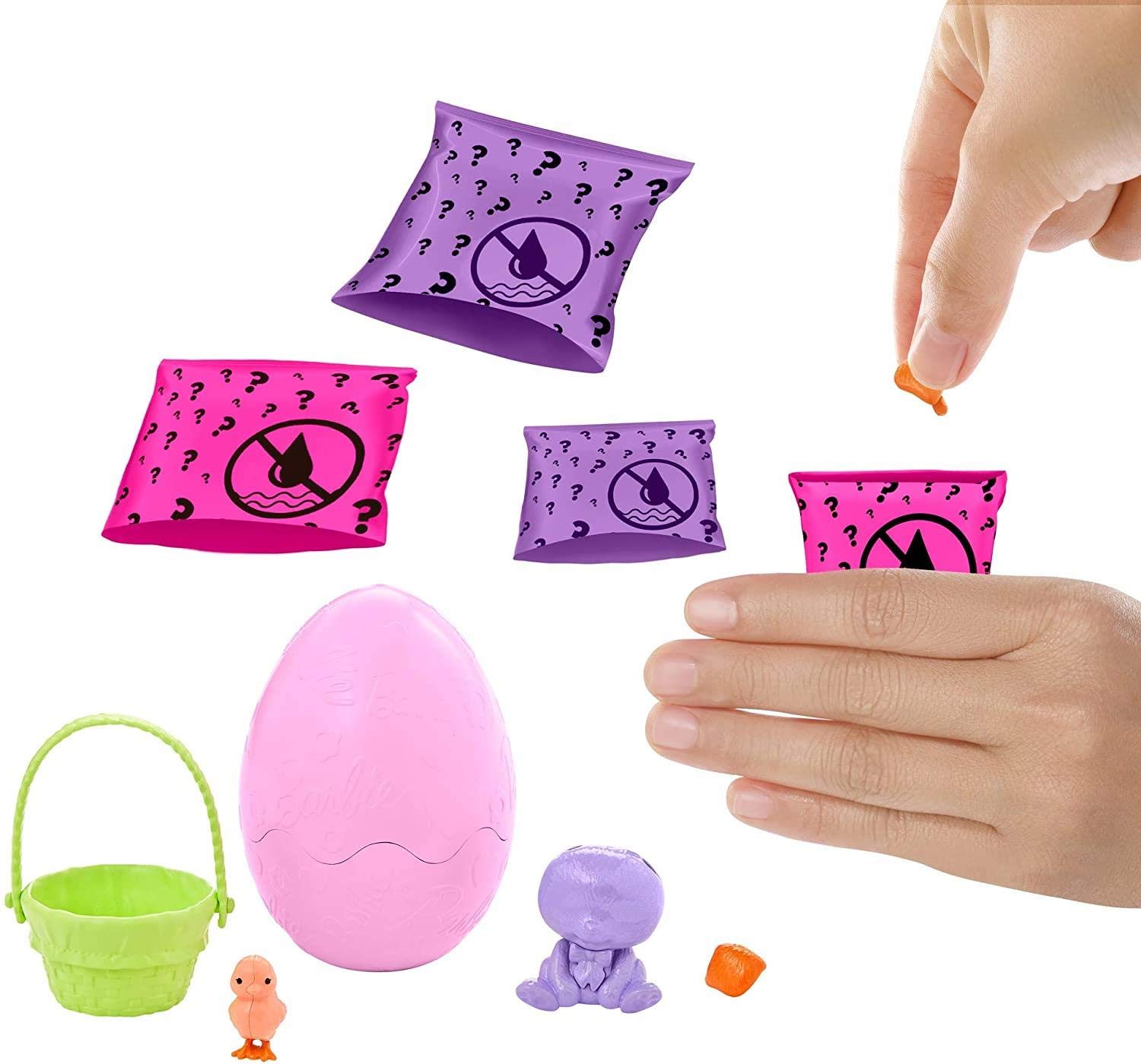 Barbie Color Reveal Easter Egg mystery bags unfold inside the egg