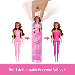 Barbie Color Reveal doll head piece adds fashionable flair.