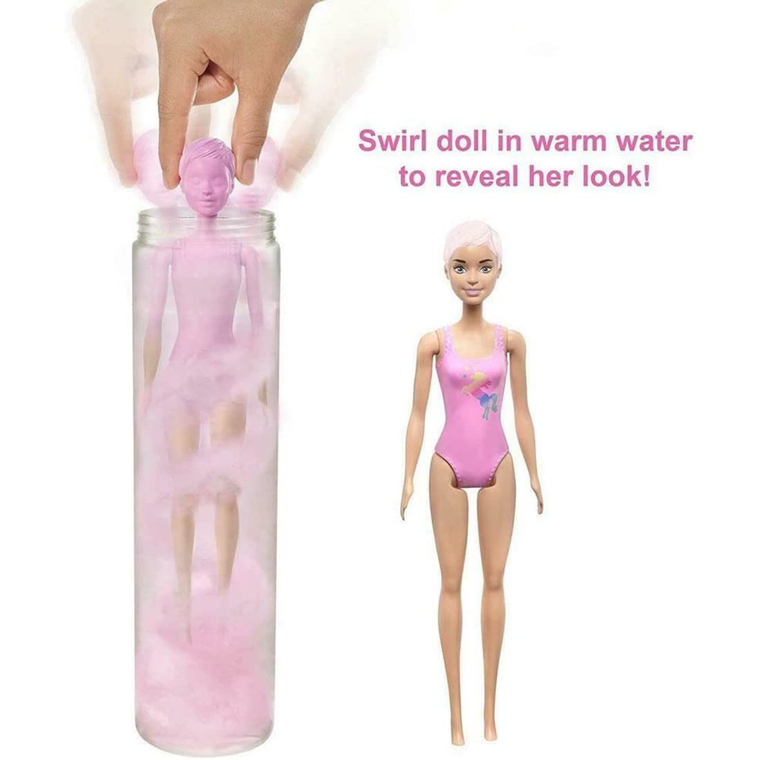 Barbie Color Reveal packaging tube showcasing mystery bags for surprise unboxing