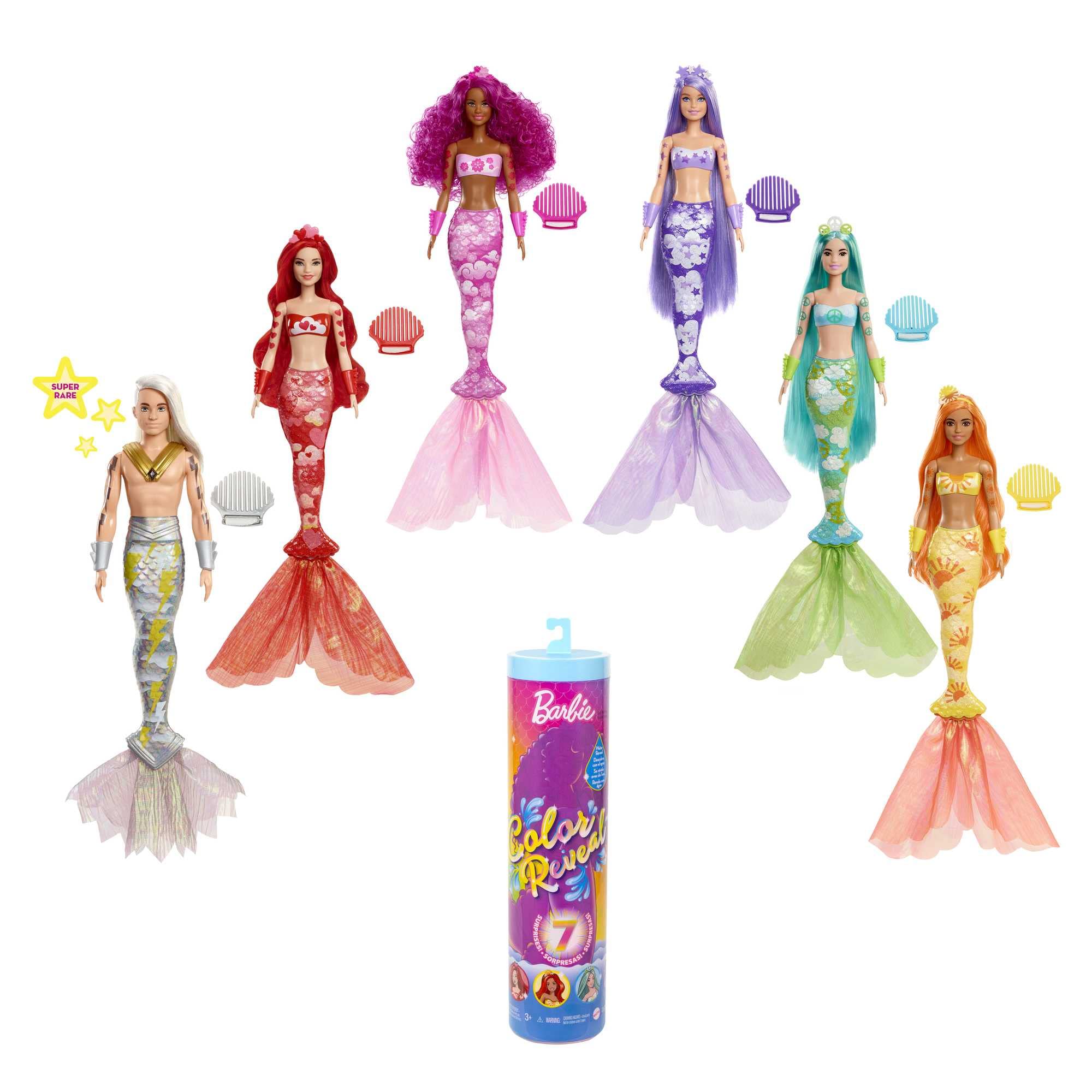 Barbie Color Reveal Rainbow Mermaid Doll with rainbow tail, ideal for imaginative play
