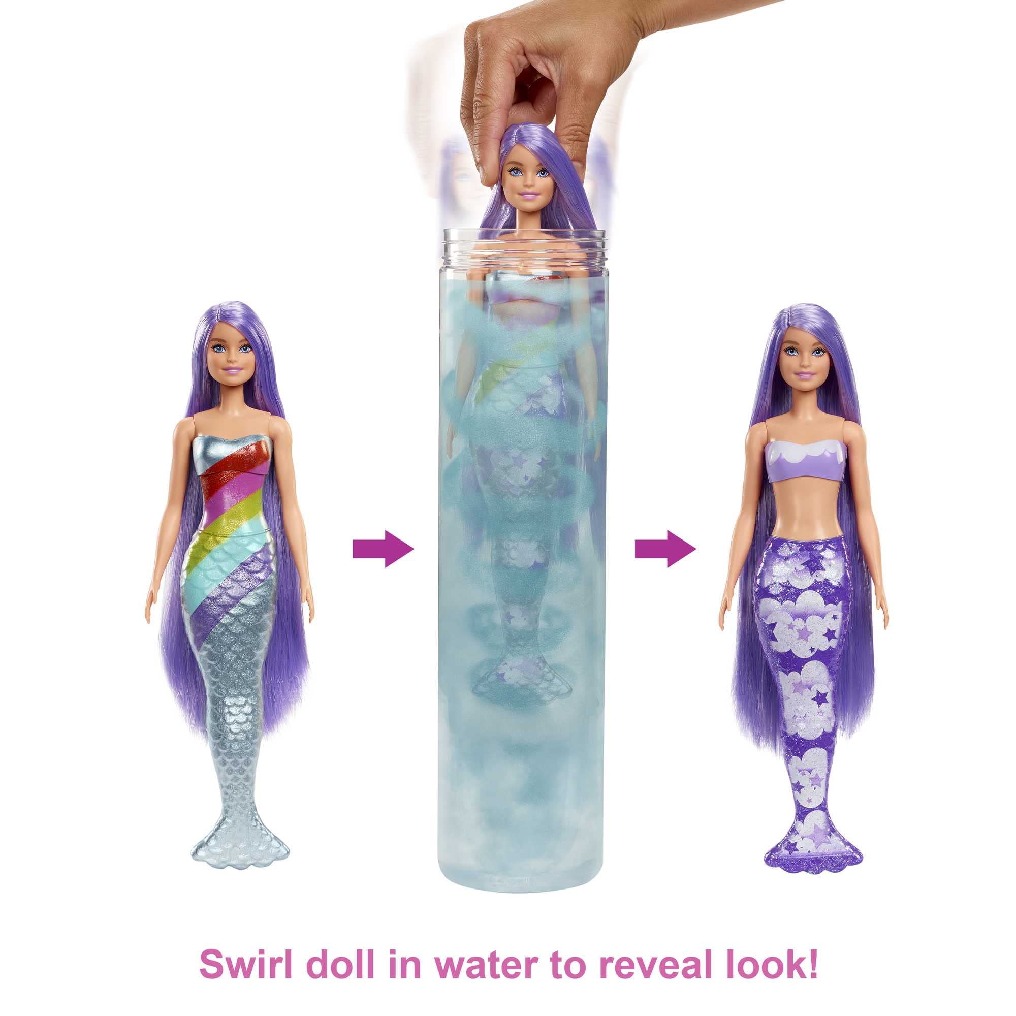 Barbie Color Reveal water reveal turning the water sea blue for a magical moment