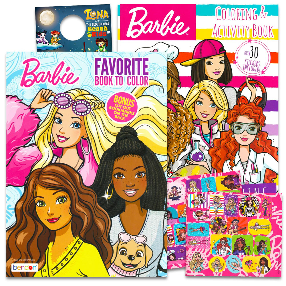 Barbie Coloring Book 2 Pack cover with stickers promotes creative, screen-free play