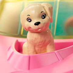 Barbie playset includes cupholders and beverage accessories for on board refreshments.