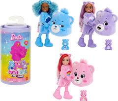 Barbie Cutie Reveal Care Bears Chelsea doll in unboxing scene for imaginative play