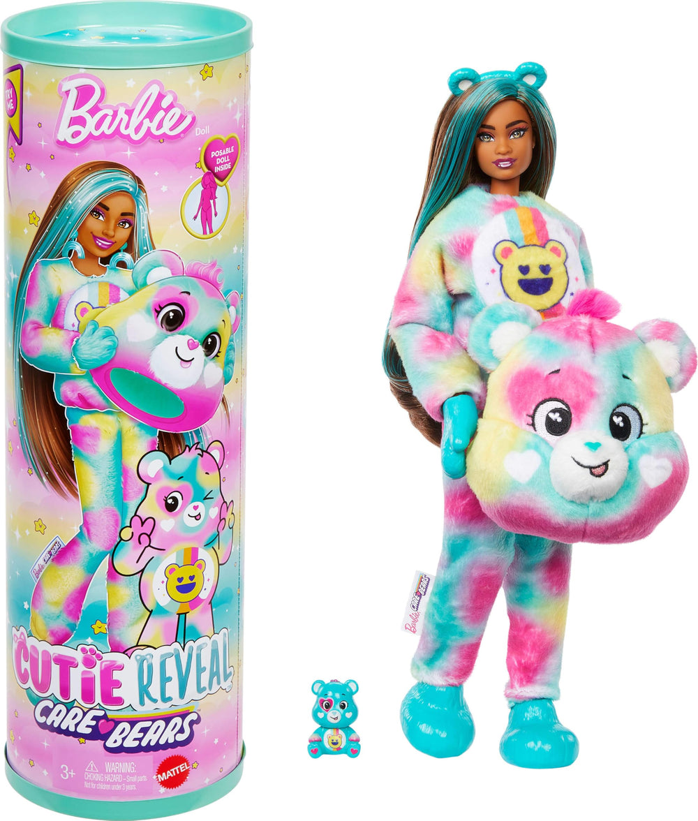 Barbie Cutie Reveal Care Bears Good Vibes Bear costume, perfect for pretend play.