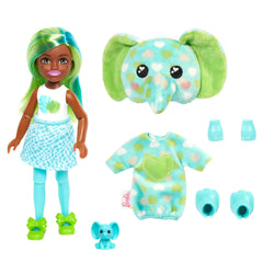 Barbie Cutie Reveal Chelsea baby toucan in colorful costume for stories