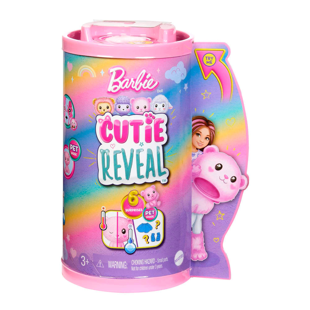 Barbie Cutie Reveal color-change eyes engage water-triggered magic.