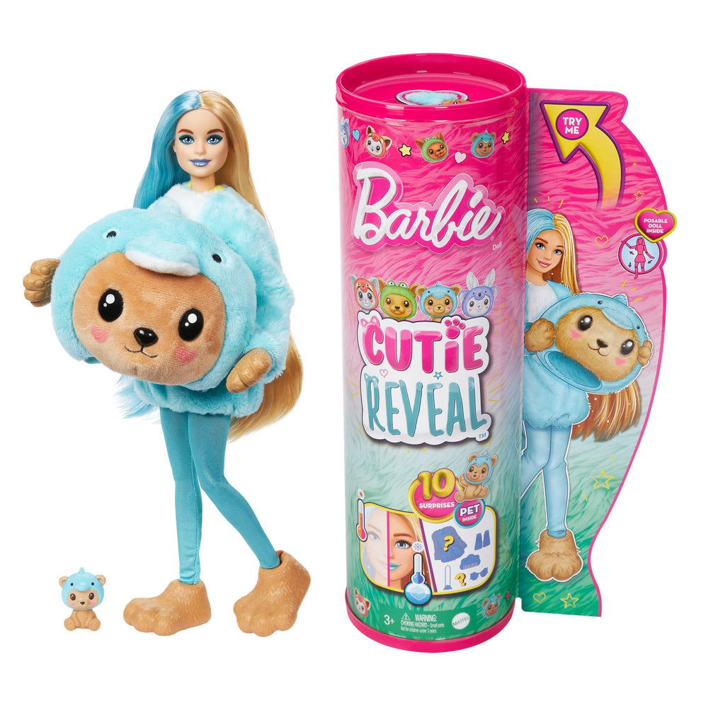 Barbie Cutie Reveal doll wearing kitten-red panda costume for imaginative play and surprise reveals