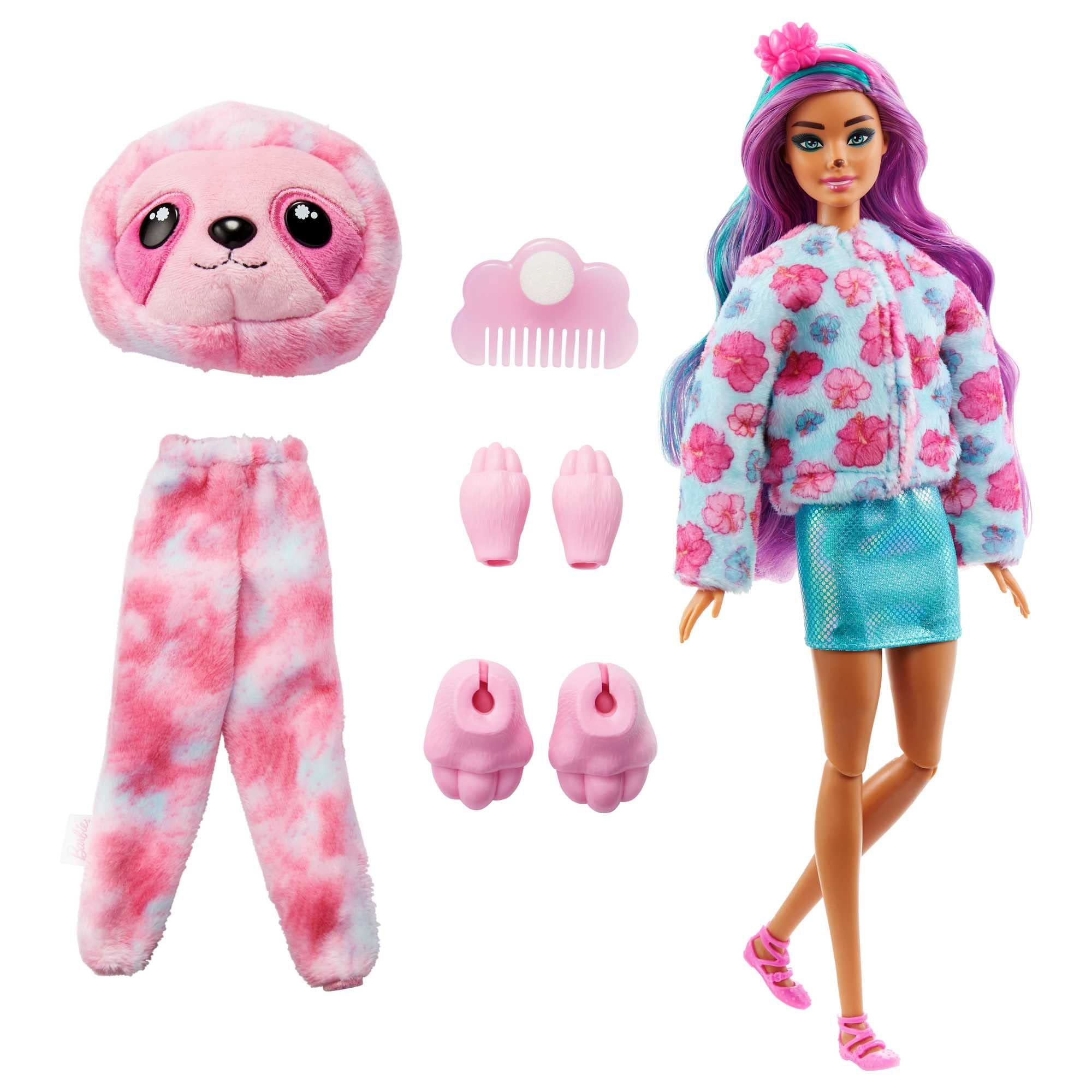 Barbie Cutie Reveal doll features long colorful hair and twinkle-shine details