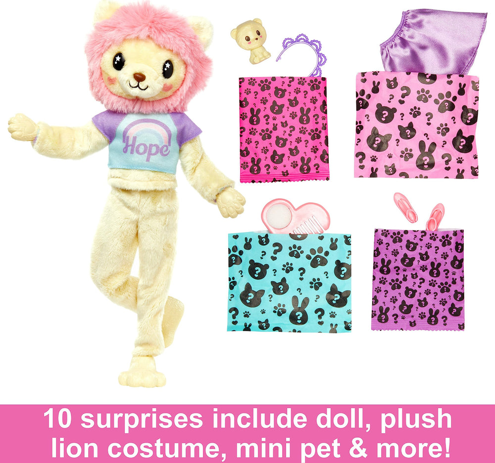 Barbie Cutie Reveal doll featuring long purple-streaked hair styling fun