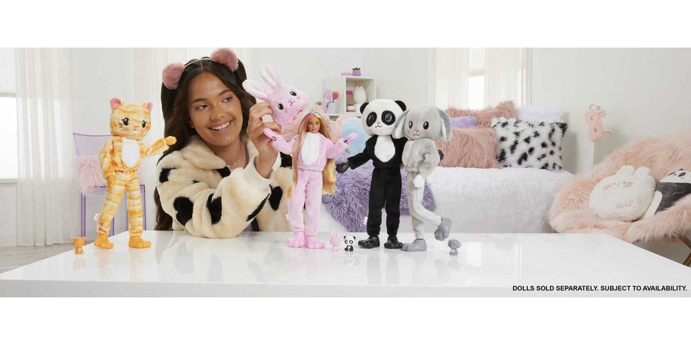 Barbie Cutie Reveal doll wearing reversible costume and fleece jacket