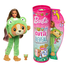 Barbie Cutie Reveal doll in animal costume with 10 surprises for imaginative unboxing.