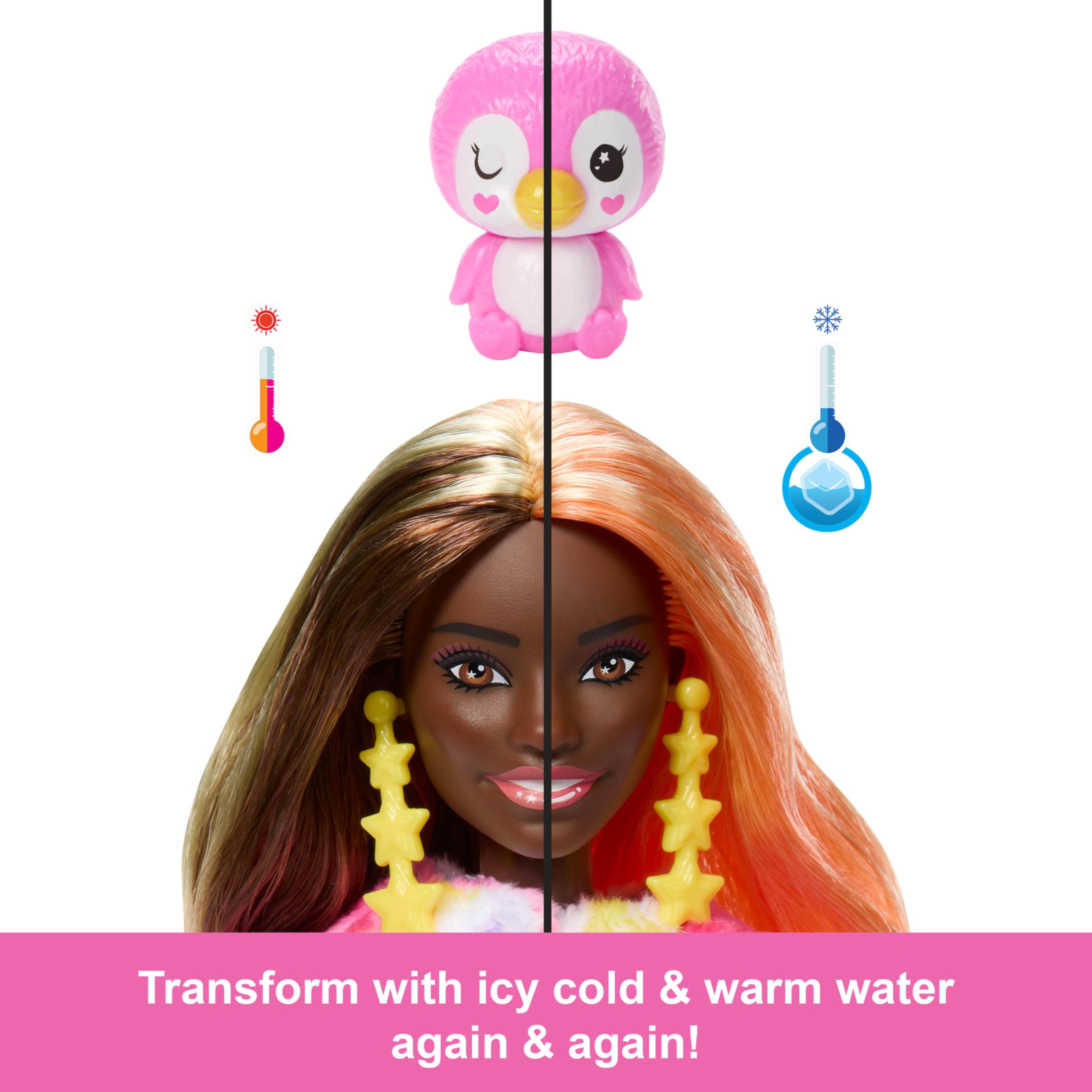 Barbie Cutie Reveal fleece jacket adds soft warmth to dress up play.