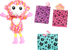 Barbie Cutie Reveal plush head becomes a cozy bed for the mini pet.