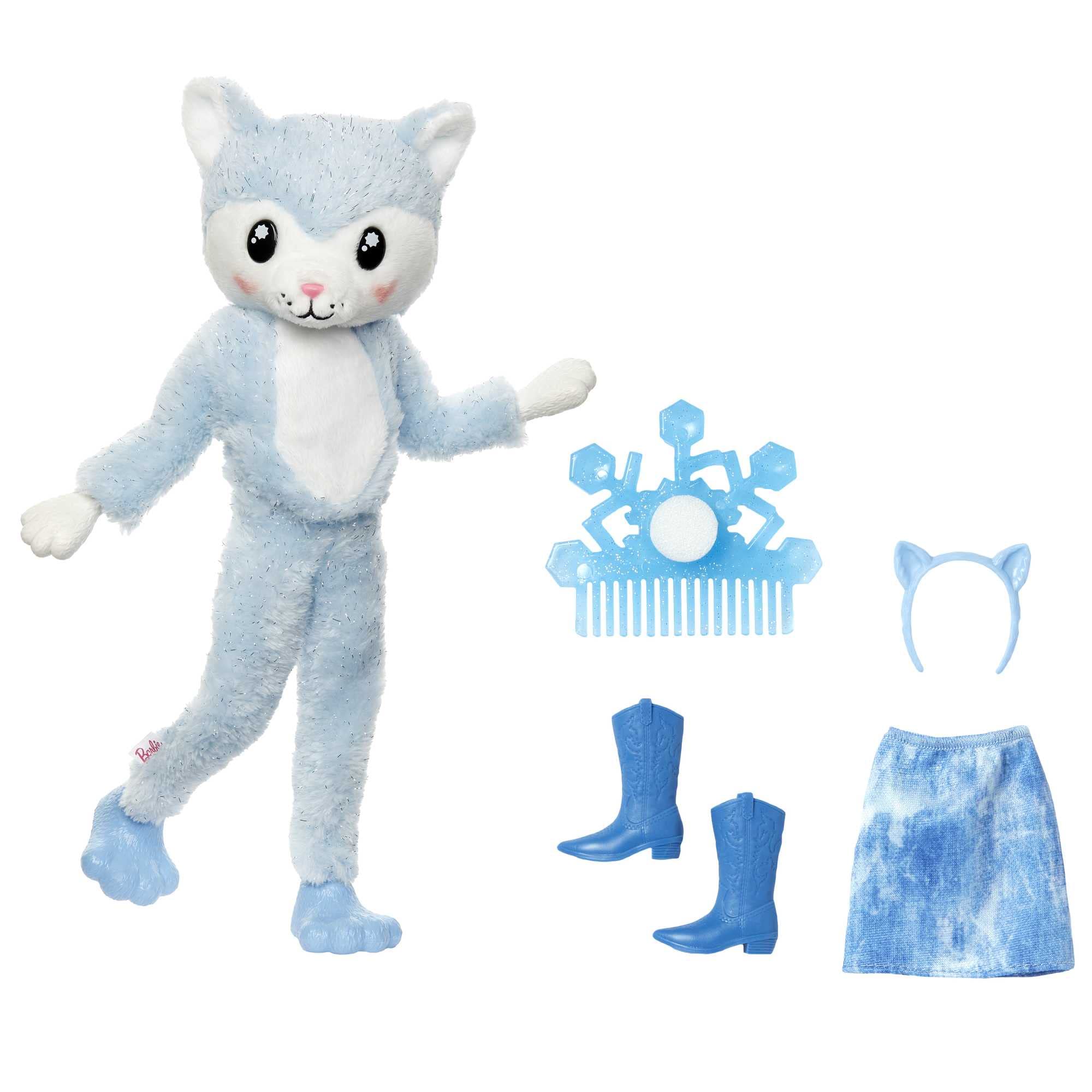 Reversible costume top becomes a cozy fleece jacket for Barbie play.