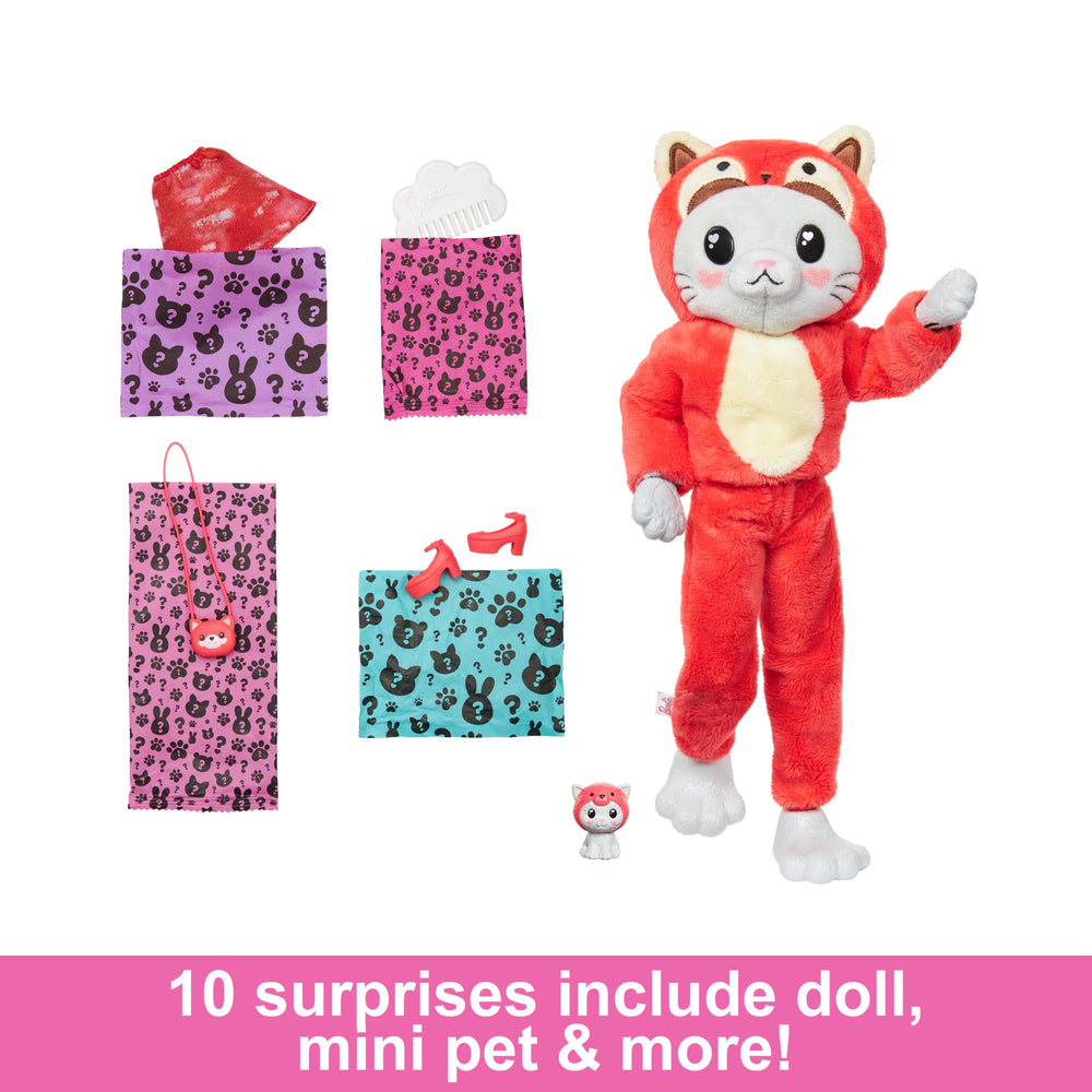 Barbie Cutie Reveal teddy bear in dolphin costume beside soft, cuddly styling details.