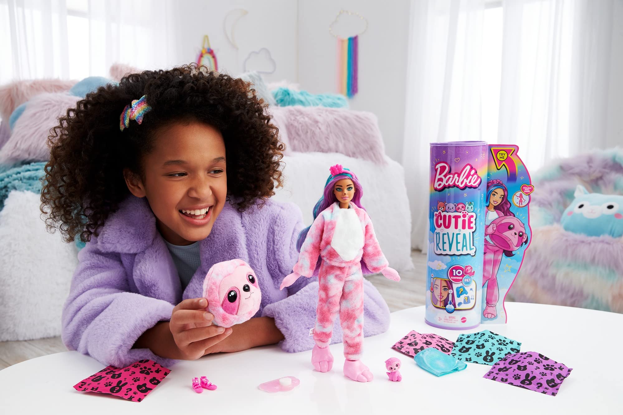 Barbie Cutie Reveal unboxing scene with 10 surprises sparks storytelling