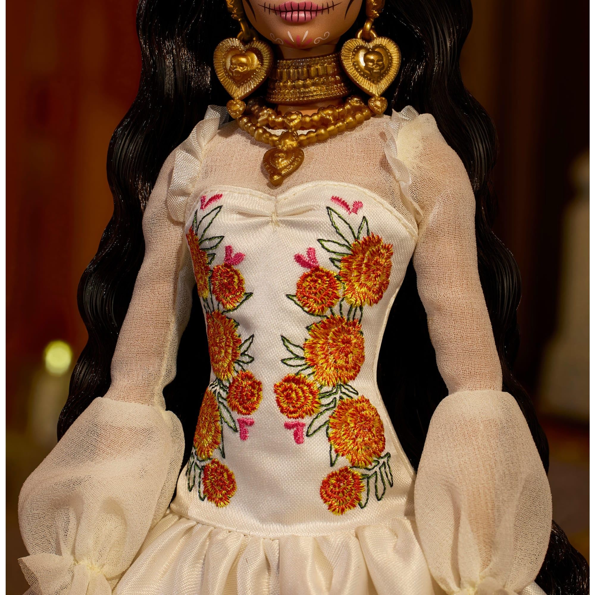 Barbie Day of the Dead 2025 doll calavera face paint adds cultural detail to the collectible.