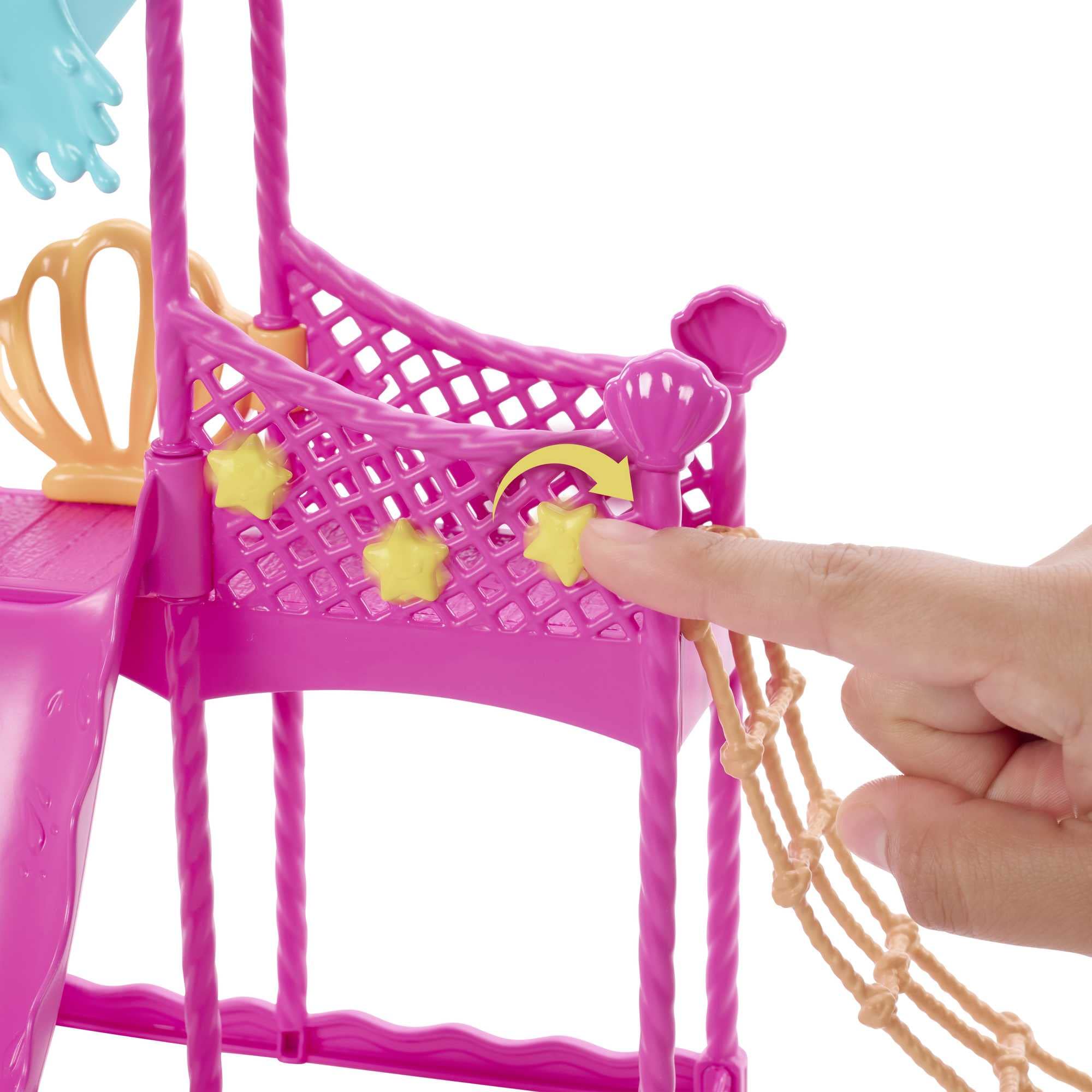 Barbie deck with star decorations adds visual flair